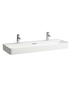 Laufen 8102890001071 Val 47.2" L X 16.5" W X 4.5" H Wall Mount or Counter Top Rectangular Bathroom Sink with Overflow in White