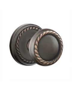 Emtek 8201RKUS10B Rope Brass Knob with Rosette in Oil Rubbed Bronze