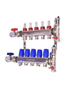 Legend 8330P-10-12 M-8330P Stainless Steel Pro, Isolation Valves with Thermometer, Auto Air Vent - Fill/Purge Adapter, Mounting Bracket 12 Port ss Manifold With Purge 1"