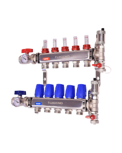 Legend 8330P-10-2 M-8330P Stainless Steel Pro, Isolation Valves with Thermometer, Auto Air Vent - Fill/Purge Adapter, Mounting Bracket 2 Port ss Manifold With Purge 1"