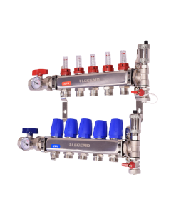 Legend 8330P-10-3 M-8330P Stainless Steel Pro, Isolation Valves with Thermometer, Auto Air Vent - Fill/Purge Adapter, Mounting Bracket 3 Port ss Manifold With Purge 1"