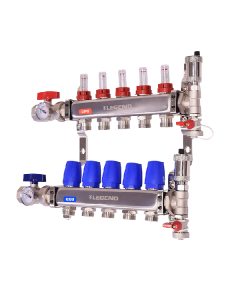 Legend 8330P-10-9  M-8330P Stainless Steel Pro, Isolation Valves with Thermometer, Auto Air Vent - Fill/Purge Adapter, Mounting Bracket 9 Port ss Manifold With Purge 1"