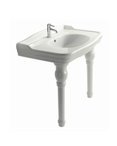 Galassia 8408 Console Washbasin 39.7" X 23.6" in White, Three Faucet Holes, Fixing Kit Included