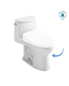 Toto CST604CEFGAT40#01 UltraMax II 1.28 GPF, Elongated, WASHLET+ and Auto Flush Ready One Piece Toilet with CEFIONTECT in Cotton White (Seat Sold Separately)