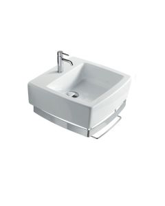 Galassia 8954 Sa02 Series Washbasin 19.6" L X 19.6" W X 7" D in White, One Hole with Fixing Kit Included (Base Sold Separately)