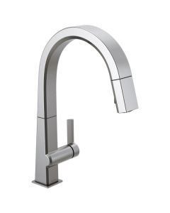 Delta 9193-AR-DST Pivotal Single Handle Pull Down Kitchen Faucet In Arctic Stainless