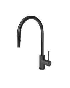 Franke FF3325BSS Cube 1.75 GPM Deck Mounted Single Handle Pull Down Kitchen Faucet in Black Stainless Steel