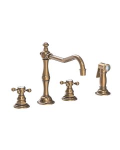 Newport Brass 943/034 Kitchen Faucet with Side Spray - 943 - AGED BRASS - Chesterfield