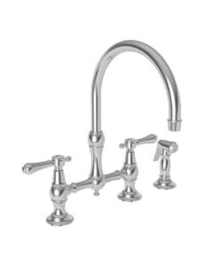 Newport Brass 9458/15S Kitchen Bridge Faucet with Side Spray - 9458 - SATIN NICKEL (PVD) - Chesterfield