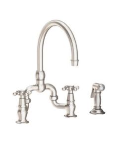 Newport Brass 9460/15S Chesterfield Kitchen Bridge Faucet With Side Spray in Satin Nickel (PVD)