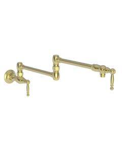 Newport Brass 9482/04 Chesterfield Double Handle Wall Mounted Pot Filler Faucet with Metal Lever Handles in Satin Brass (PVD)