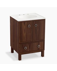 Kohler 99501-LG-1WE Jacquard 24-Inch Vanity with Furniture Legs, 2 Doors and 1 Drawer in Terry Walnut