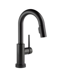 Delta 9959T-BL-DST Trinsic Single Handle Pull-Down Bar / Prep Faucet With Touch2O Technology In Matte Black