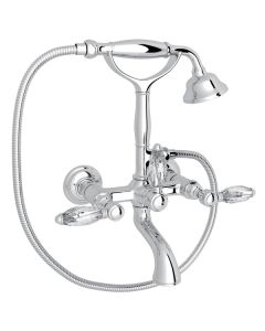 Rohl A1401LCAPC Acqui Italian Bath Exposed Wall Mount Tub Filler With Handshower in Polished Chrome