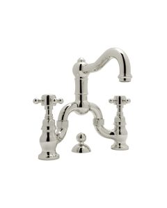 Rohl A1419XMPN-2 Acqui Deck Mount Bridge Lavatory Faucet in Polished Nickel
