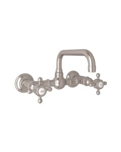 Rohl A1423XMSTN-2 Acqui Wall Mount Bridge Lavatory Faucet in Satin Nickel