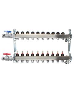 Uponor A2701002 STL 10 LP MANIF 1 W/FM&VLVStainless-steel Manifold Assembly, 1 wit