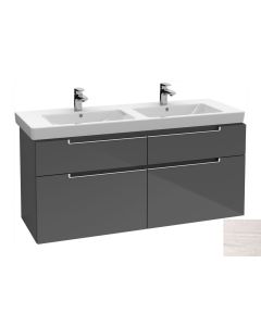 51" Wall Mounted Double Vanity Base 51" L X 23" H X 18" W in White Wood by Villeroy and Boch A917U1E8 (Vanity Sink Top Sold Separately)