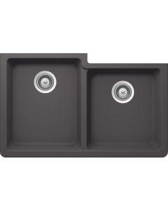 Schock ALIN175YU041 Alive Cristalite 60/40 Undermount Double Bowl Kitchen Sink In Basalt - 9.37" H X 33" W X 20.5" D