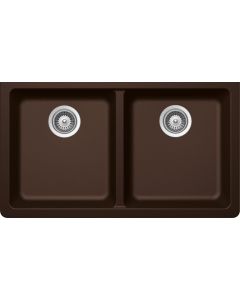 Schock ALIN200YU086 Alive Cristadur 50/50 Undermount Double Bowl Kitchen Sink In Chocolate - 9.37" H X 33" W X 18.43" D