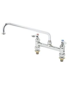 T&S Brass B-0221-CC Double Pantry Faucet, Deck Mount, 8" Centers, 12" Swing Nozzle (062X), 1/2" Npt Male Inlet In Brass