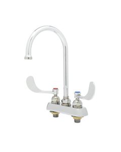 T&S Brass B-1141-04 Deck Mount Workboard Faucet with 4-Inch Centers, Swivel Gooseneck and Wrist Action Handles