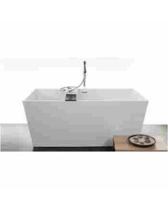 WetStyle BC0801-PC-COP-GA Cube Collection Freestanding Soaker Tub in White True High Gloss