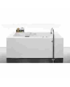 WetStyle BC1006-PC-COP-GA Cube Collection Freestanding Soaking Tub in White True High Gloss