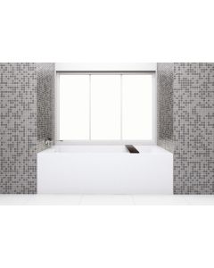 Wetstyle BC1405-L-PC-MA Cube Collection 30" W X 60" L X 18" H, Bathtub, Left Drain-Right and Back Wall with Polished Chrome Drain Overflow in White Matte