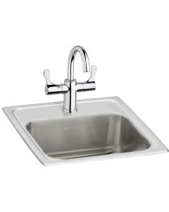 Elkay BPSRA150C Pacemaker Stainless Steel 15" x 15" x 6-1/8", Single Bowl Drop-in Bar Sink + Faucet Kit