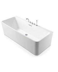 Blu Bathworks BT2020.15 Acrylic 59"L X 28.25"W X 23.50"H Freestanding Bathtub in White Gloss