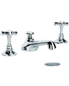 Lefroy Brooks C1-1049-NK Classic Crosshead Cross Handle 3-Hole Basin Mixer With Pop Up Waste