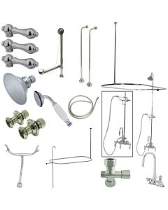 Kingston Brass CCK2141AL Vintage High Rise Gooseneck Clawfoot Tub And Shower Package With Metal Lever Handles in Polished Chrome