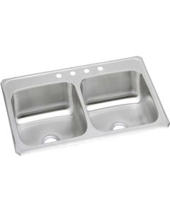 Elkay CR33211 Celebrity Stainless Steel 33" x 21-1/4" x 6-7/8", Equal Double Bowl Drop-in Sink