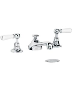 Lefroy Brooks CW-1050-CP White Lever 3-Hole Basin Mixer With Pop Up Waste (Formerly Wl1220)