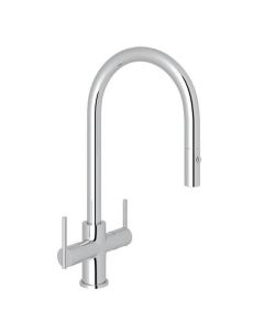 Rohl CY657L-APC-2 Pirellone 2-Lever Pull-Down Kitchen Faucet in Polished Chrome