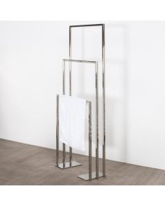 Lacava DE184-10 LINEA Floor-mount triple towel stand made of stainless steel, fixing floor kit included. W: 19 3/4”
D: 9” H: 55 1/8” in Polished Stainless Steel