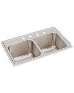 Elkay DLR2918104 Lustertone Classic Stainless Steel 29" x 18" x 10", Equal Double Bowl Drop-in Sink