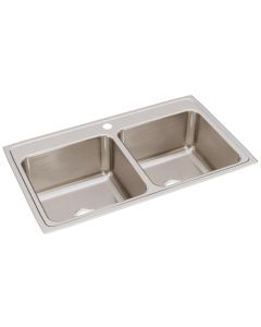 Elkay DLR3722101 Lustertone Classic Stainless Steel 37" x 22" x 10-1/8", Equal Double Bowl Drop-in Sink