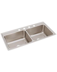 Elkay DLR4322104 Lustertone Classic Stainless Steel 43" x 22" x 10-1/8", Equal Double Bowl Drop-in Sink