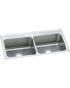 Elkay DLR432212MR2 Lustertone Classic Stainless Steel 43" x 22" x 12-1/8", Equal Double Bowl Drop-in Sink