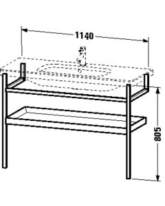 Duravit DS988404377 DS Furn-Acces towel rail inc shelf 44 7/8"x17 3/8" Bas Matt, Ame Walnut