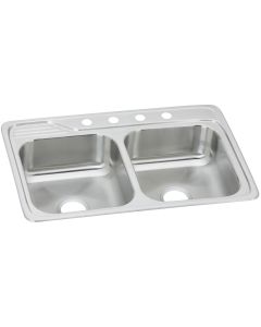 Elkay ECC33223 Celebrity Stainless Steel 33" x 22" x 7-1/2", Equal Double Bowl Drop-in Sink