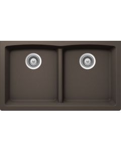 Schock EDON200YU063 Edo Cristalite 50/50 Undermount Double Bowl Kitchen Sink In Mocha - 10" H X 33" W X 19" D