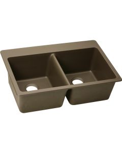 Elkay ELG3322MC0 Quartz Classic 33" x 22" x 9-1/2", Equal Double Bowl Drop-in Sink, Mocha