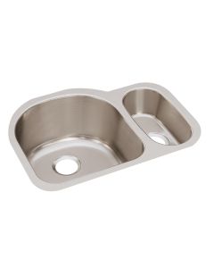Elkay ELUH272010R Lustertone Classic Stainless Steel 26-3/4" x 20" x 10", Offset 70/30 Double Bowl Undermount Sink