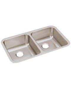 Elkay ELUH3118 Lustertone Classic Stainless Steel 30-3/4" x 18-1/2" x 7-7/8", Equal Double Bowl Undermount Sink