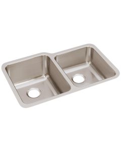 Elkay ELUH3120R Lustertone Classic Stainless Steel 31-1/4" x 20-1/2" x 9-7/8", Offset Double Bowl Undermount Sink