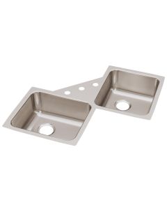 Elkay ELUH3232 Lustertone Classic Stainless Steel 32" x 32" x 7-7/8", Equal Double Bowl Corner Sink