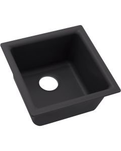 Elkay ELX1616CA0 Quartz Luxe 15-3/4" x 15-3/4" x 7-11/16", Single Bowl Dual Mount Bar Sink, Caviar